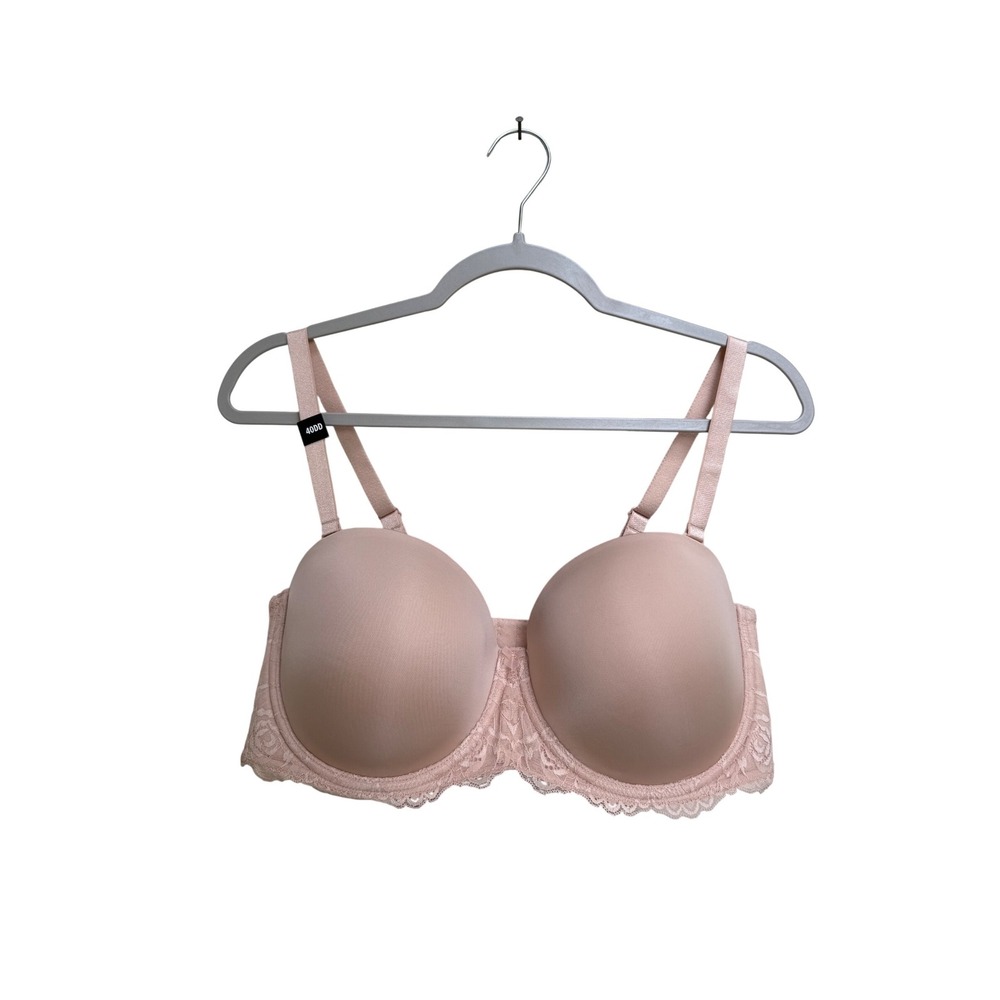 Torrid Curve Multi-Way Strapless Bra Lightly Lined Nude Lace Rose‎ Size 40DD NWT